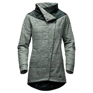 The North Face Women’s Long Pseudio Cowlneck Full Zip Green Puffer Jacket